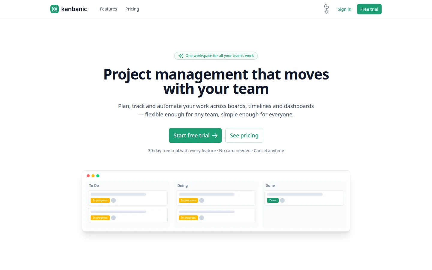 The kanbanic website
